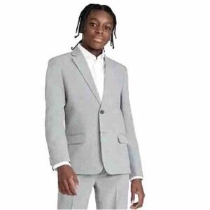 Nautica Big Boy's Modern-Fit Bi-Stretch Formal Blazer Sterling Gray Size 12R NWT